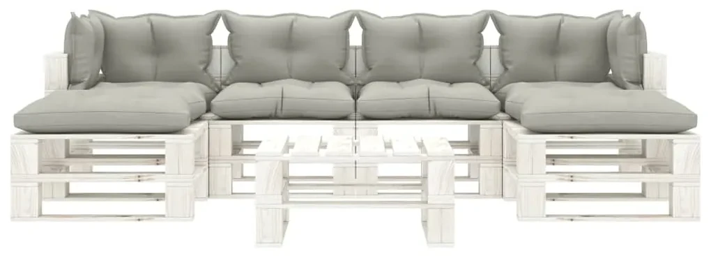 vidaXL 7-delige Loungeset met taupe kussens pallet hout
