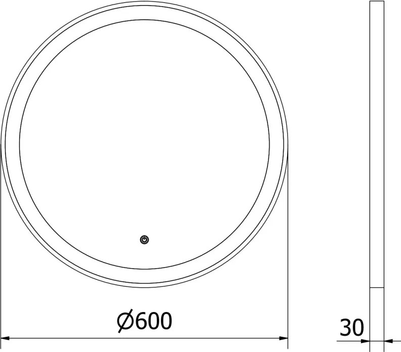 Mexen Esso verlichte, ronde badkamer spiegel 60 cm, LED 6000K, anti-condens, zwarte rand - 9825-060-060-611-70