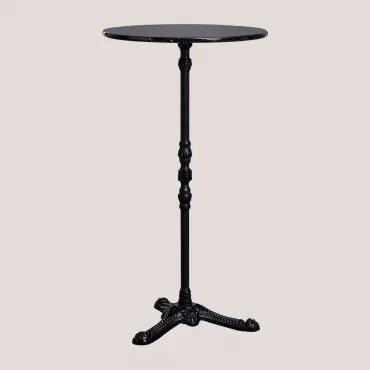 Roma Marmeren Hoge Bartafel Zwart Marmer & Rond & Zwart - Sklum