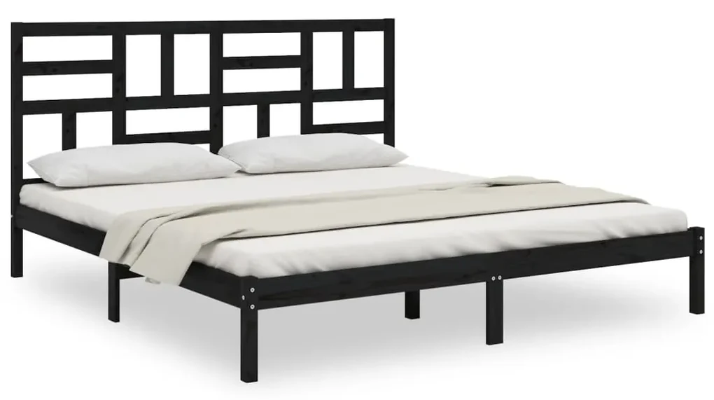 vidaXL Bedframe massief hout zwart 180x200 cm 6FT Super King