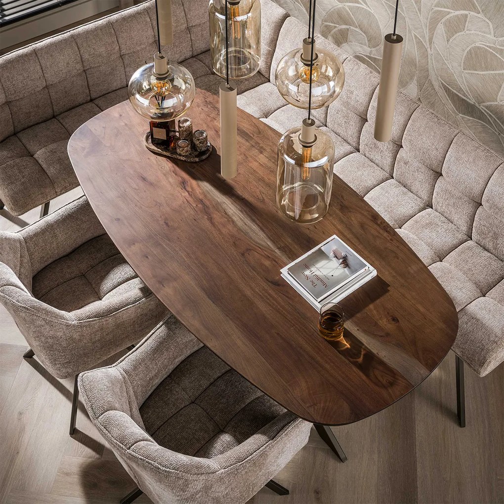 Ovale Eettafel Acaciahout 180cm - 180 X 90cm.