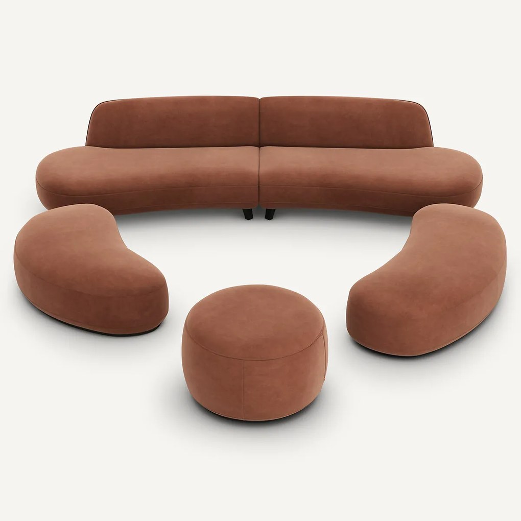 Fluwelen poef, ROSEBURY, ontwerp Emmanuel Gallina