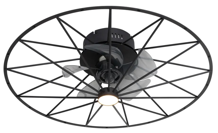 Plafondventilator met lamp zwart 62cm incl. LED dimbaar met afstandsbediening - Yaran Design rond Binnenverlichting Lamp