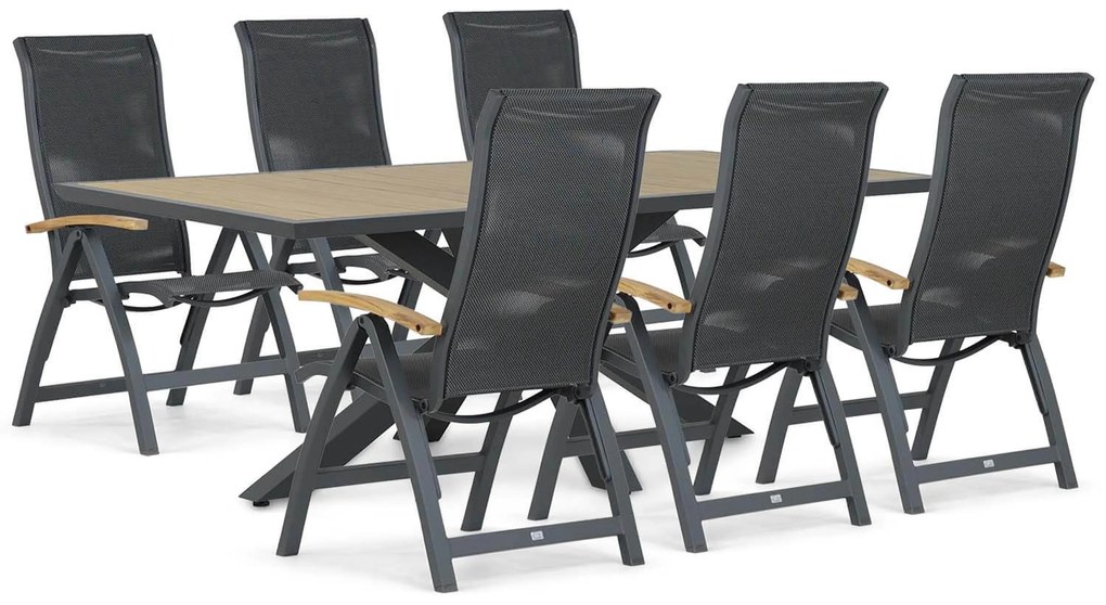 Tuinset 6 personen 215 cm Aluminium Grijs Presto Tarenta/Palermo