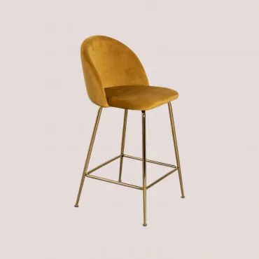 Kana Design Hoge Fluwelen Kruk Goud & Mostaza & ↑65 Cm - Sklum