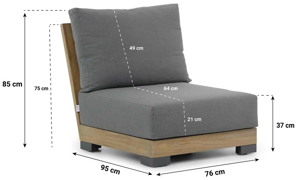 Loungeset 5 personen Teak Old teak greywash Lifestyle Garden Furniture Hilton