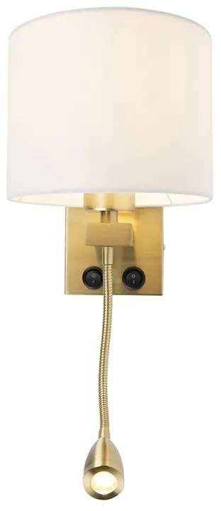 LED Smart wandlamp met dimmer goud met witte kap incl. Wifi A60 - Brescia Art Deco, Modern E27 rond Binnenverlichting Lamp