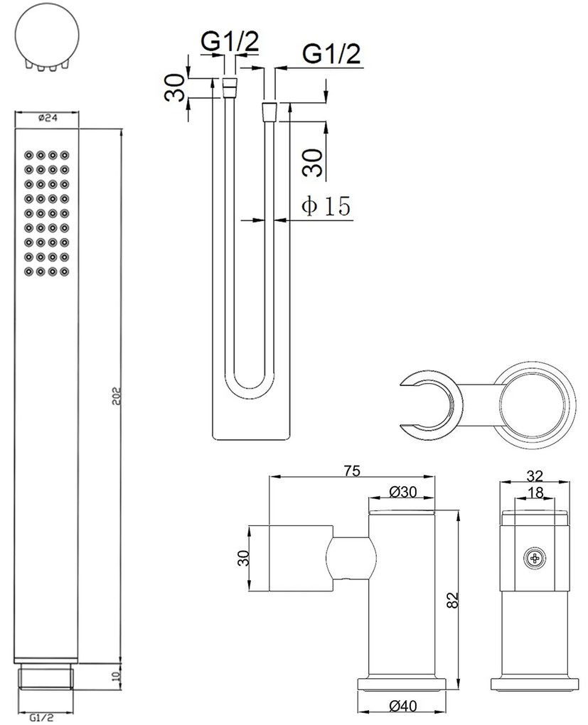 Mueller Round staafhanddoucheset met wandhouder chroom
