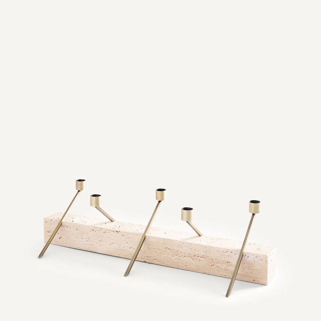 Travertijnen kandelaar, hoogte 21,3 cm, SEBASTIANO