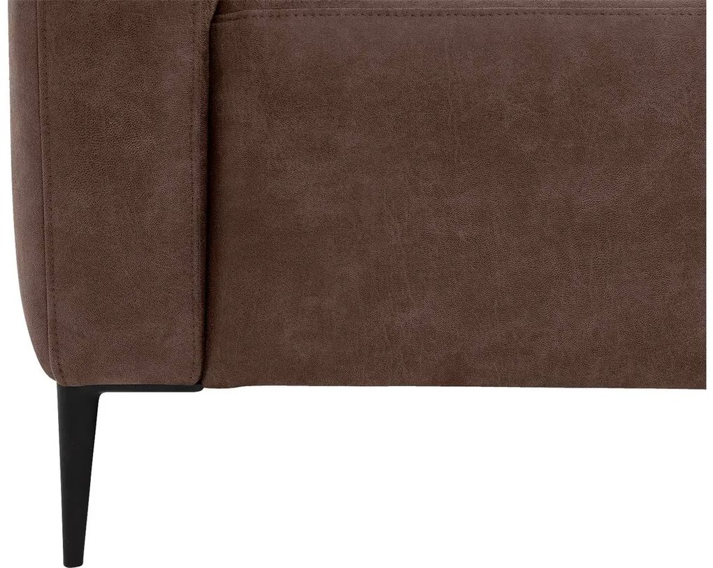 Goossens  Key West bruin, micro leer, 3-zits, modern design met ligelement rechts