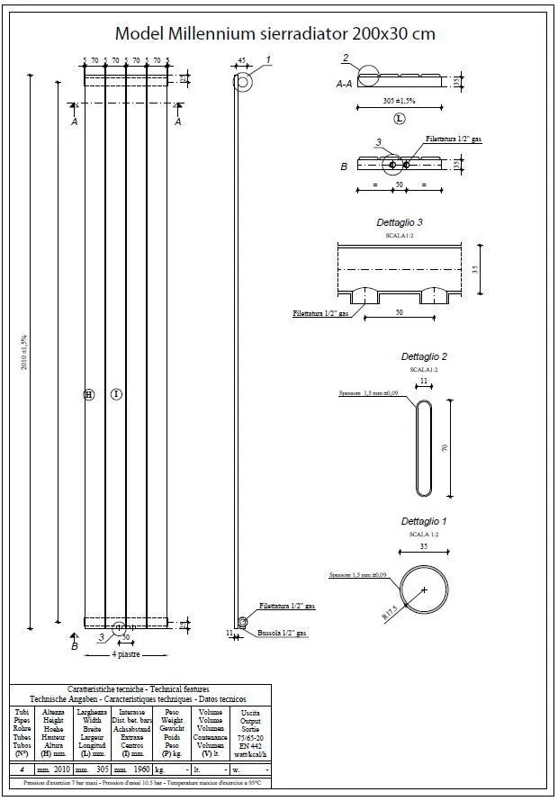 Calor Millenium sierradiator wit 200x30cm 652W