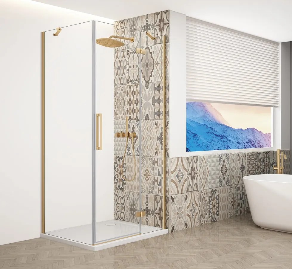 Gelco Trinity douchecabine met helder glas 110x100cm rechts goud