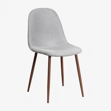 Set Van 4 Glamm Eetkamerstoelen Donker Hout & Linnen Betongrijs & Linnen - Sklum
