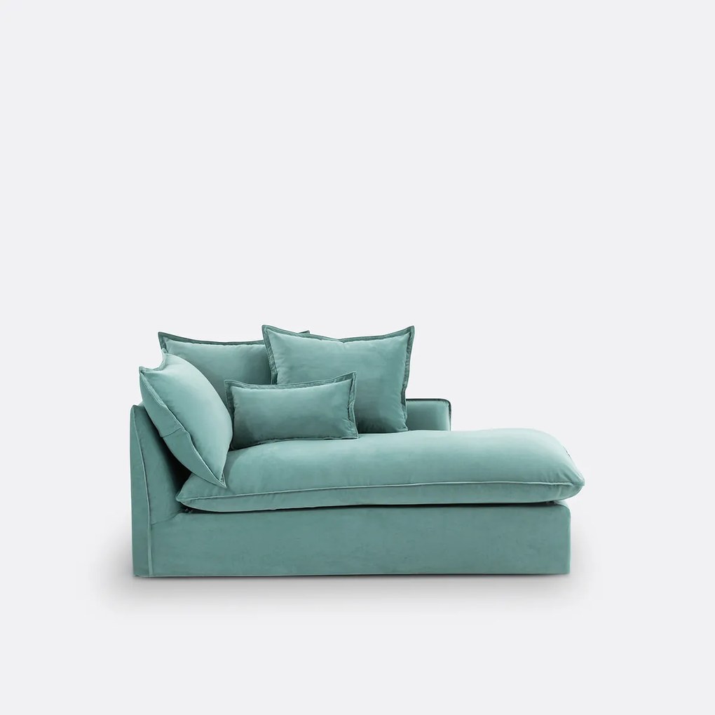 Rechte fluwelen longchair met afneembare hoezen, ODNA
