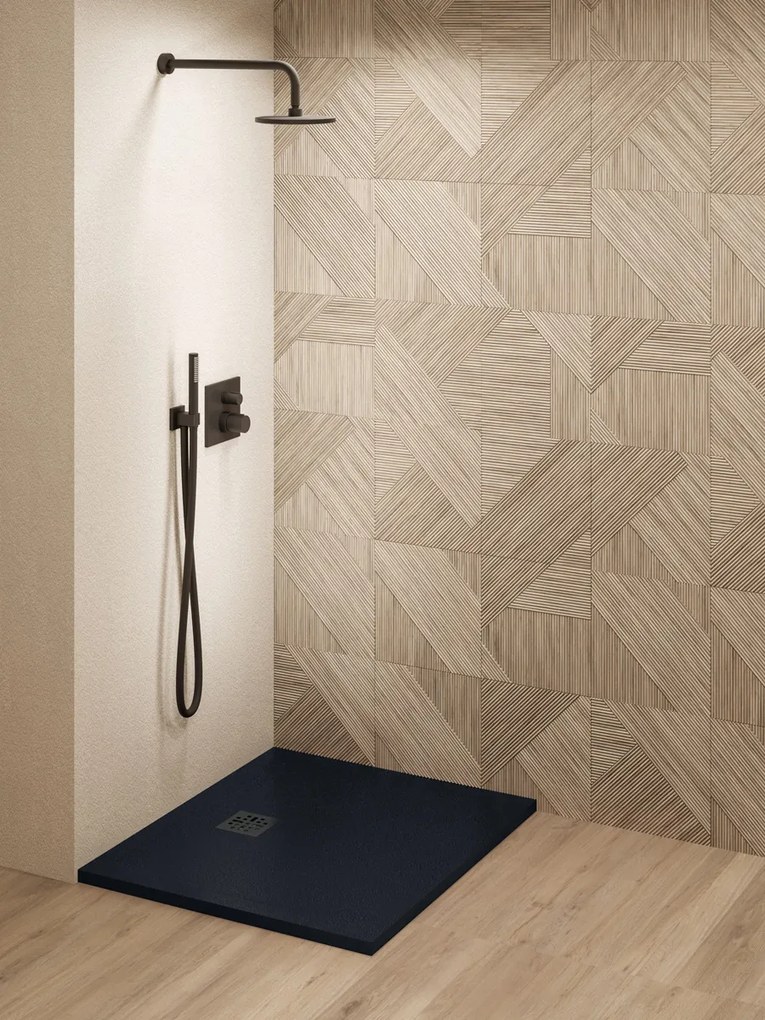 Saniclear Lino douchebak 100x100cm met stone finish zwart