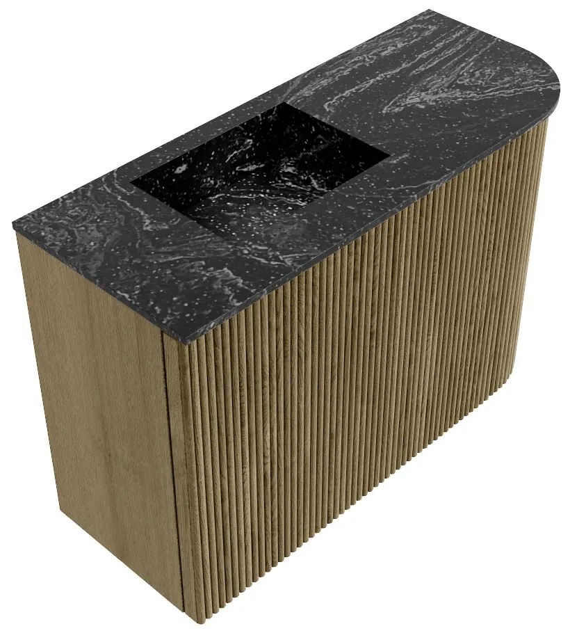 Mondiaz Joya DLux 60cm toiletmeubel ronding rechts dusk met wastafel faye links 1 kraangat lava
