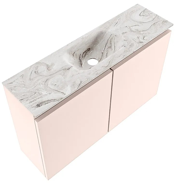 Mondiaz Ture DLux toiletmeubel 80cm rosee met wastafel glace midden zonder kraangat