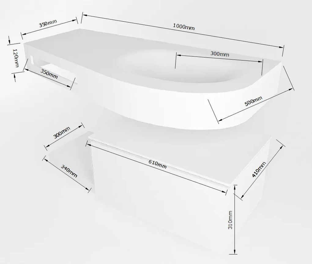 Mondiaz Riva badmeubel 100cm Light Brown Grey met 1 lade en wastafel rechts 0 kraangaten Army