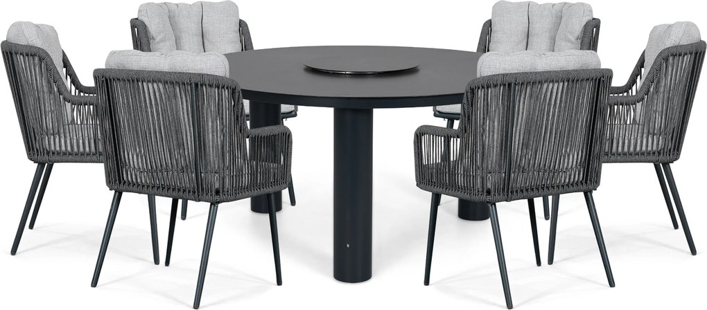 Tuinset Ronde Tuintafel 6 personen 150 cm Rope Grijs Lifestyle Garden Furniture Tivoli/Arancia