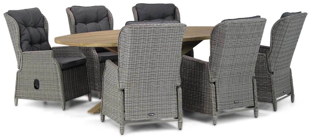 Tuinset 6 personen 240 cm Wicker Grijs Garden Collections Edingburgh/Boston