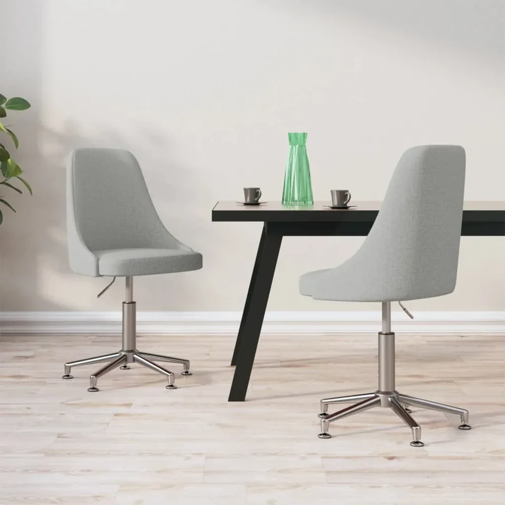 vidaXL Eetkamerstoelen draaibaar 2 st stof lichtgrijs