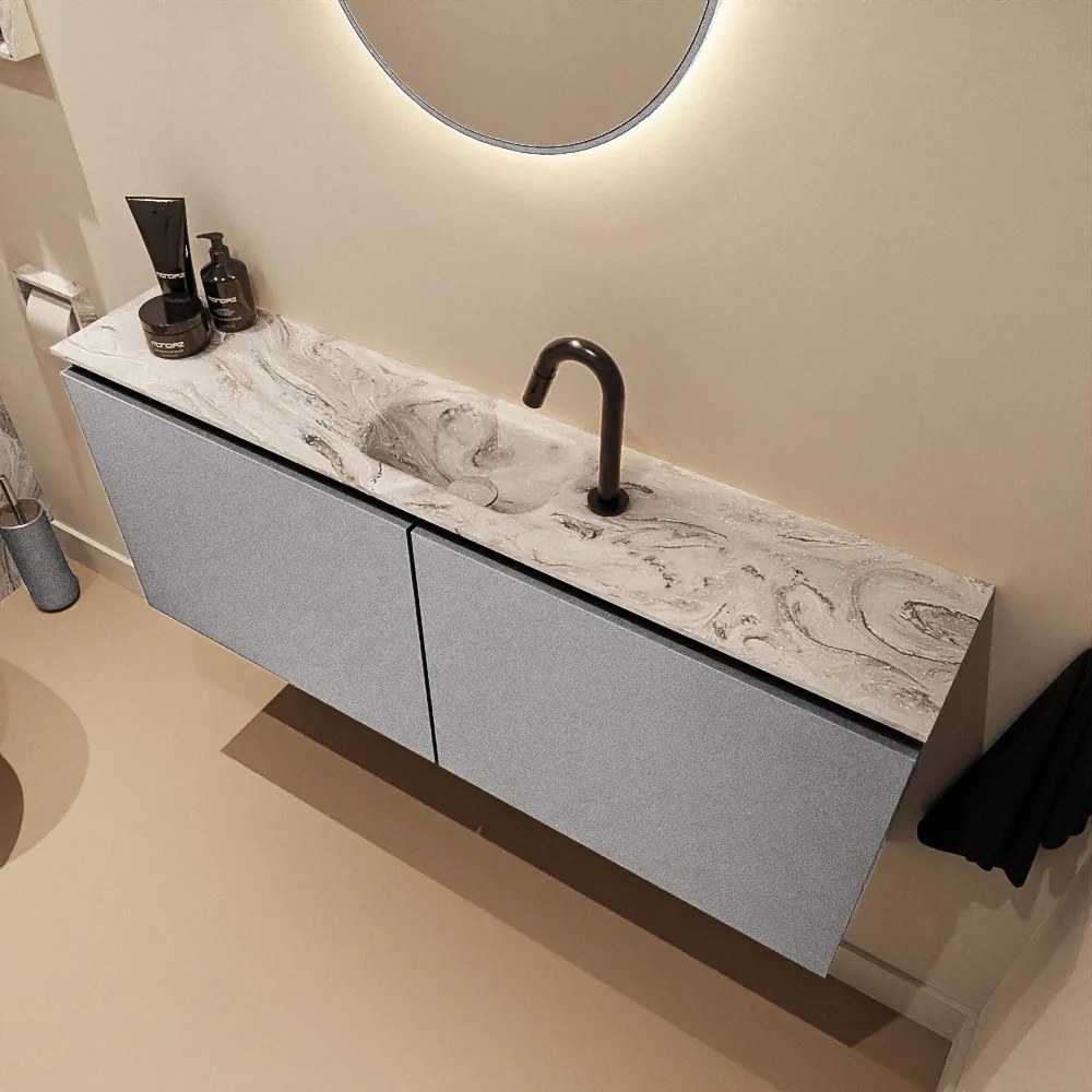 Mondiaz Ture DLux toiletmeubel 120cm plata met wastafel glace midden met kraangat