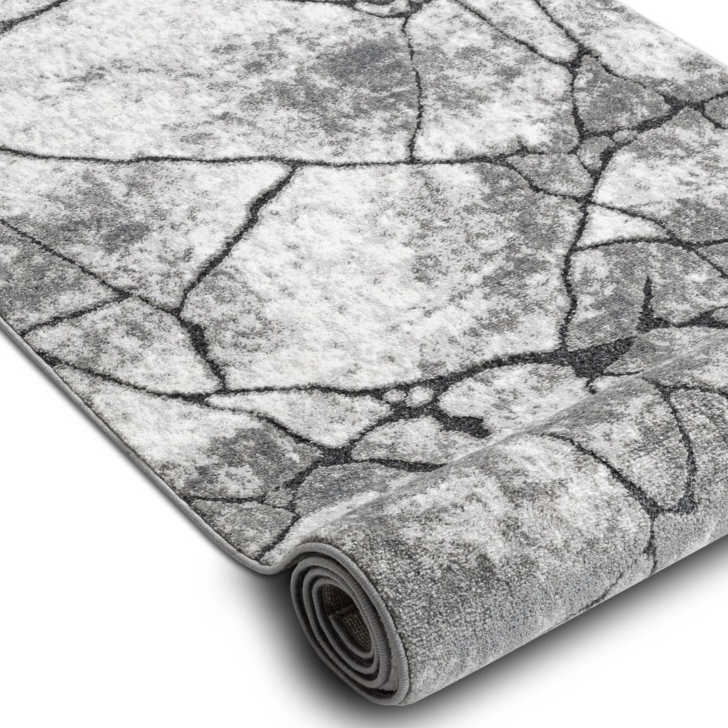 Vloerbekleding modern COZY 8873 Cracks Gescheurd beton - Structureel, twee poolhoogte , donker grijskleuring