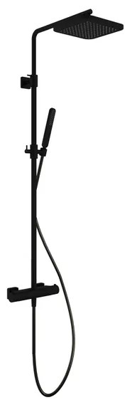 Hotbath Gal thermostatische regendoucheset met 22x22cm vierkante hoofddouche staafhanddouche zwart mat SDSGL9BL