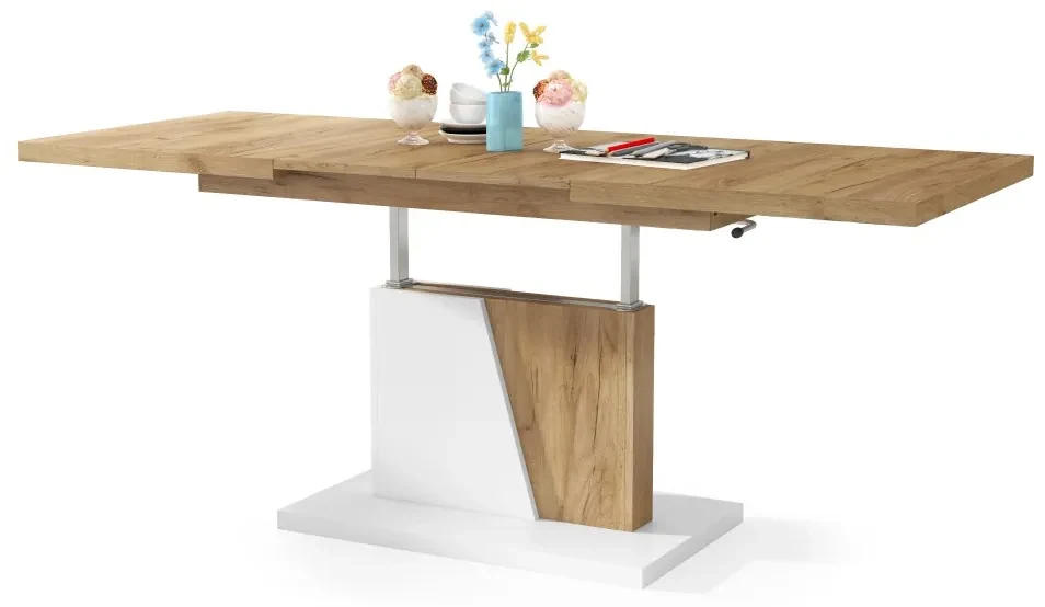 Mazzoni GRAND NOIR gouden eiken / zwart, uitschuifbare tafel