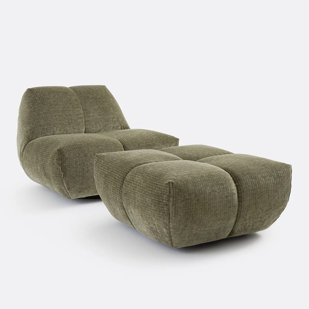 Poef, vintage ribfluweel, L83 cm, Nuria