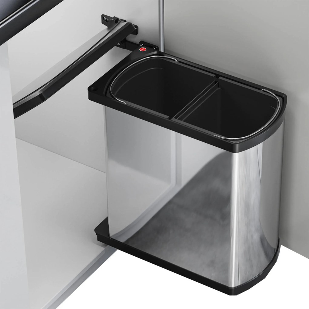 Hailo Duo afvalemmer voor draaideurkast 20x39x42cm chroom/zwart