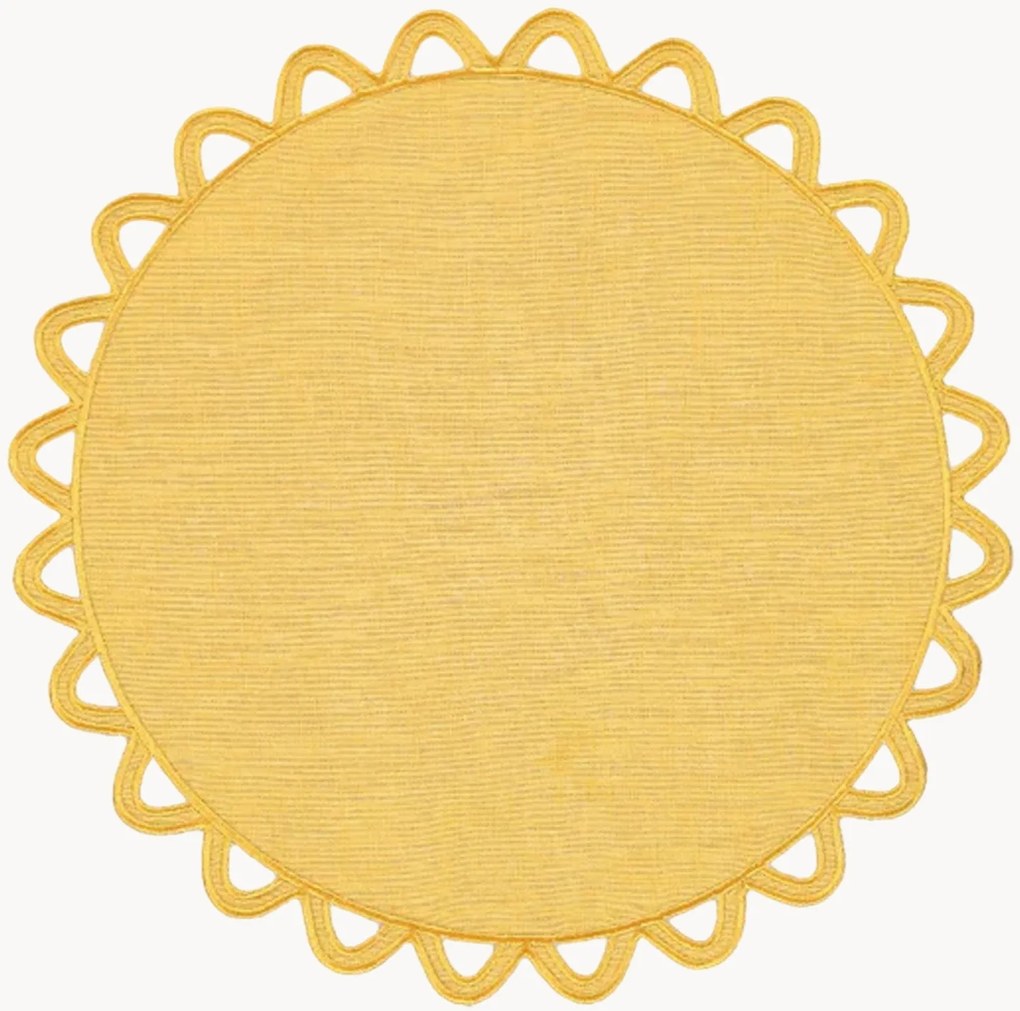 Ronde placemat Halo met randborduurwerk