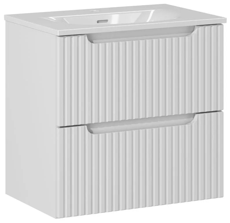 Comad Nova White badkamermeubel 60x40cm wit met 2 lades en wastafel 1 kraangat