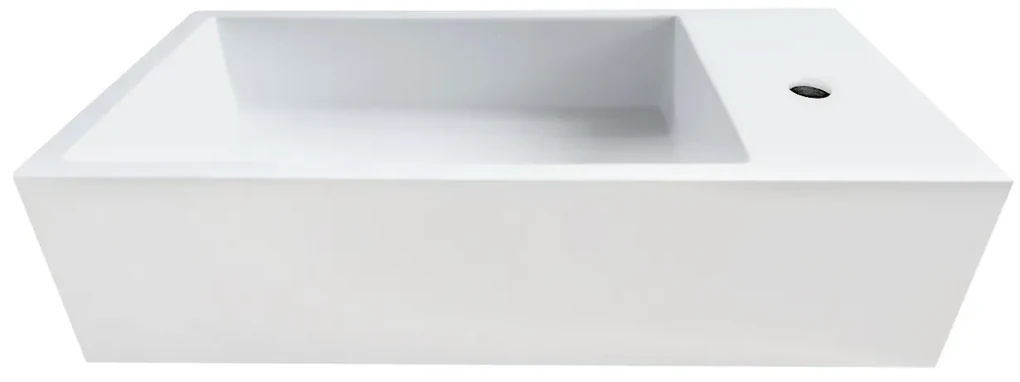 MD Interior Eden toiletmeubel zwart mangohout rechts met solid surface fontein rechts