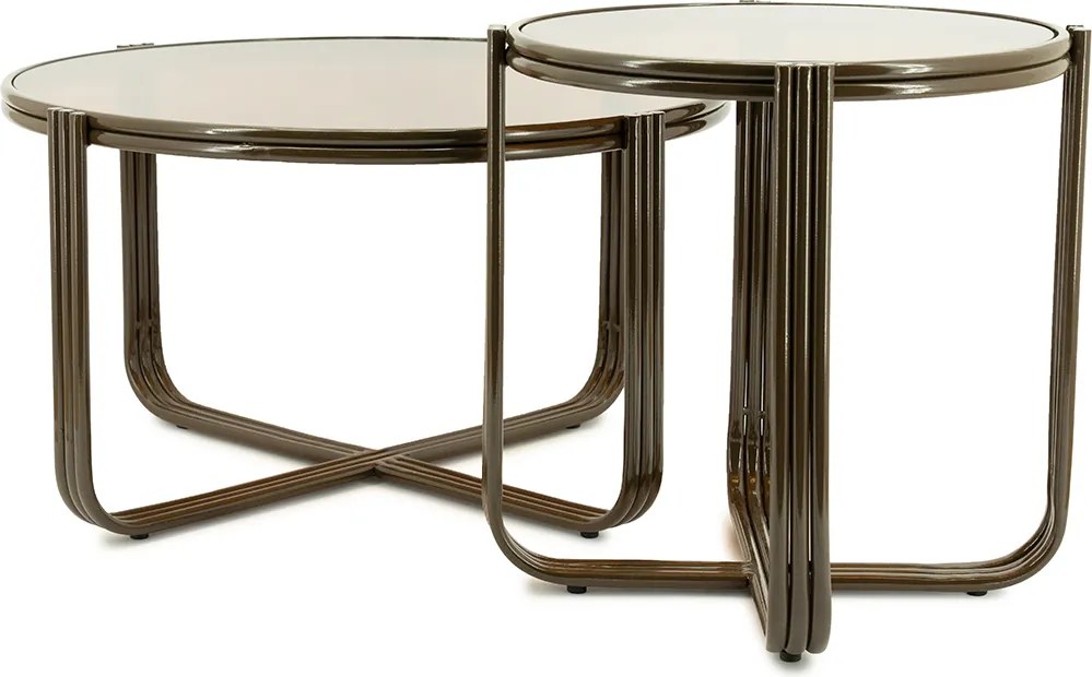 Retro Salontafel Glas Bruin - 63 X 63cm.