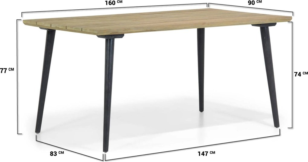 Dining Tuintafel rechthoekig 160 x 90 cm Grijs Julia
