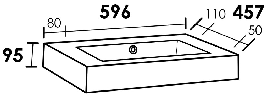 Sanituba Florence wastafel mineraalmarmer zonder kraangaten 60cm