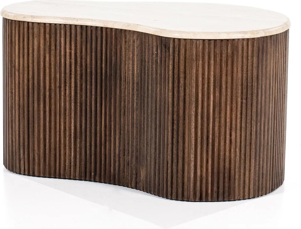 Salontafel Met Travertin Blad - 70 X 47cm.