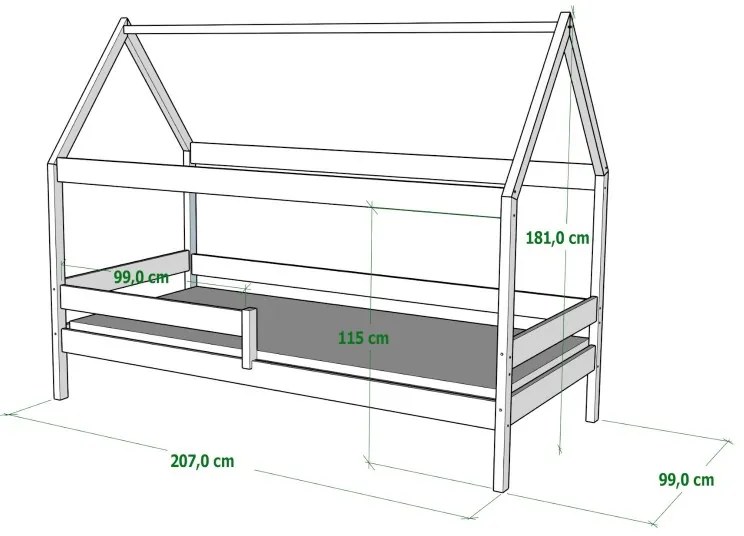 Peuter Grijs Canopy House-vormig eenpersoonsbed - Teddy 5056231746564 Children's Beds Home, 200x90, Twee kleine, Geen Children's Beds Home Dennenhout