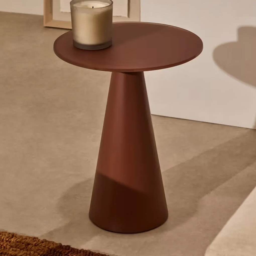 Kave Home Wilshire Ronde Bijzettafel Mat Glas Terracotta 35 Cm - 35 X 35cm.