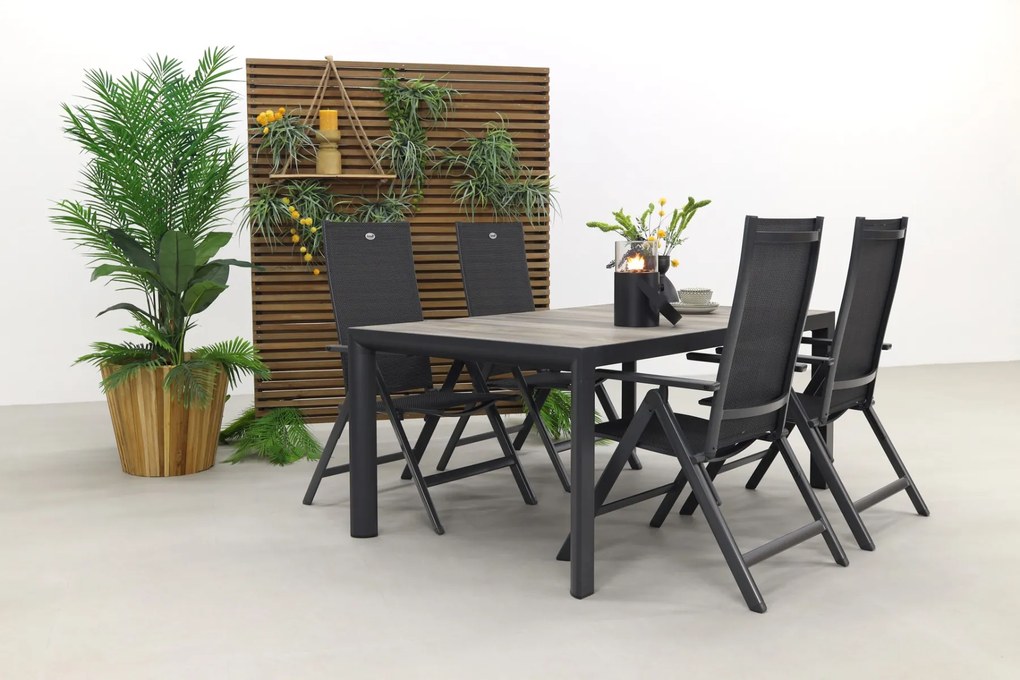 Hartman Napoli/Kings 4-persoons verstelbare tuinset 180x100 cm. - Antraciet