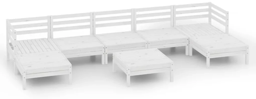 vidaXL 8-delige Loungeset massief grenenhout wit