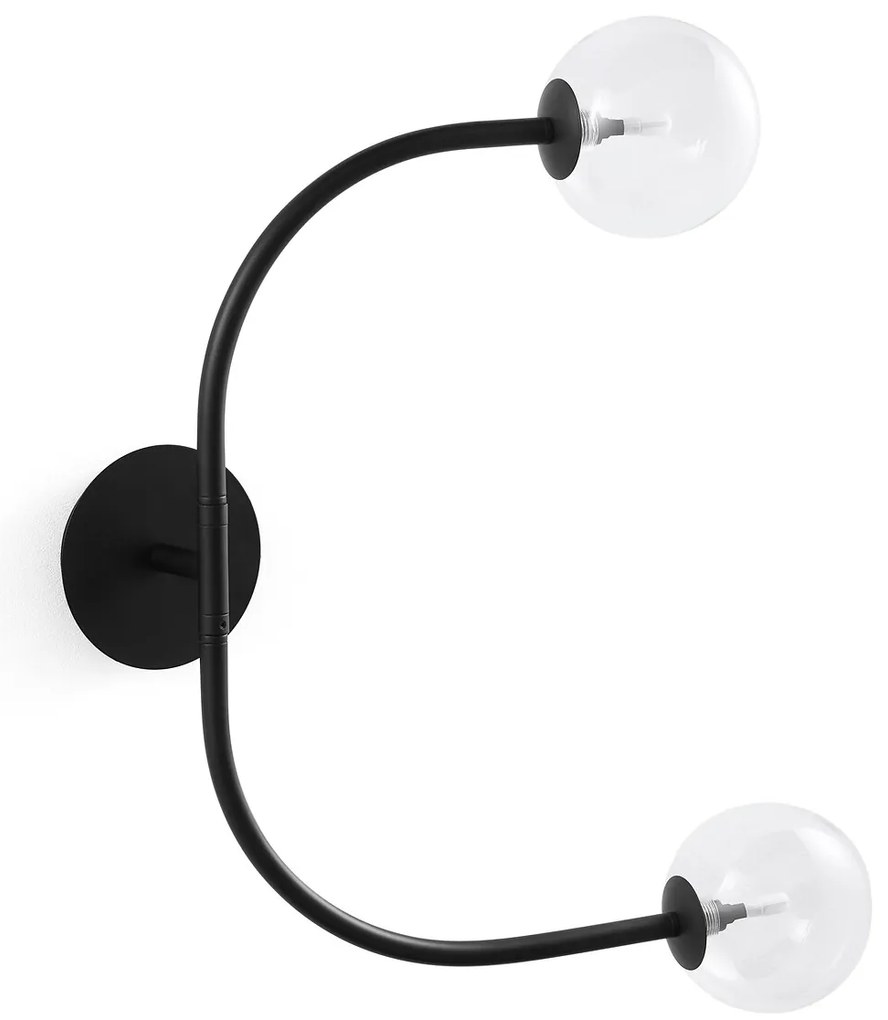 Dubbele wandlamp in metaal en glas, Macha