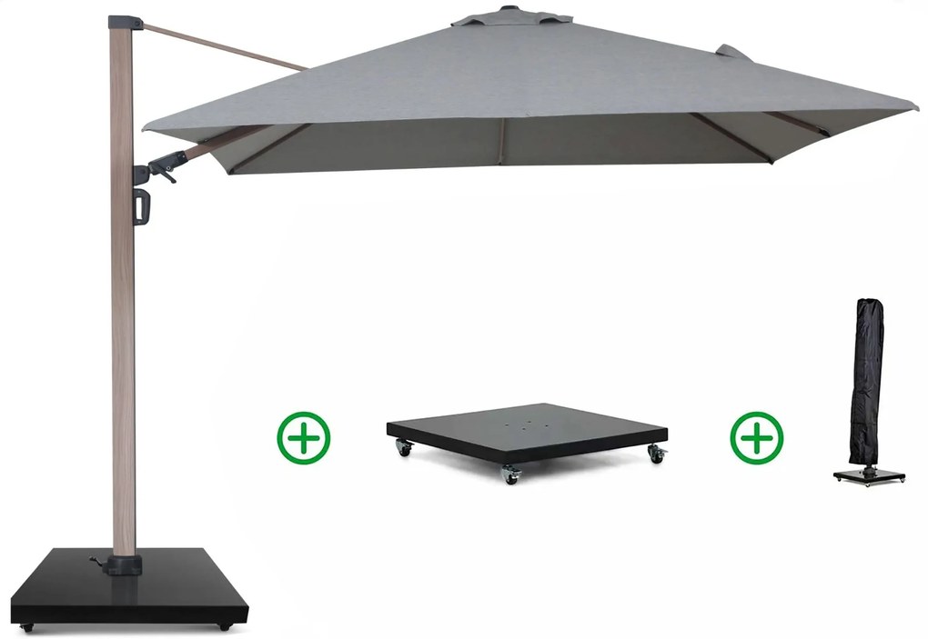 Zweefparasol 3x3m S2 Excellent (incl. voet + hoes) Grijs-antraciet Camello Luna