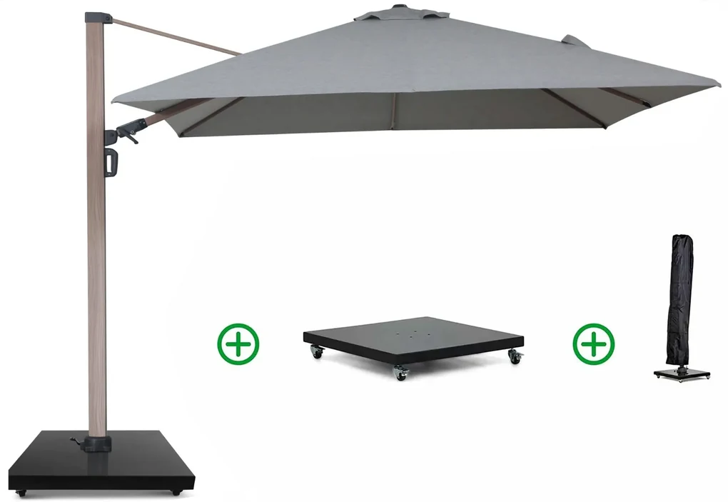 Zweefparasol 3x3m S2 Excellent (incl. voet + hoes) Grijs-antraciet Camello Luna