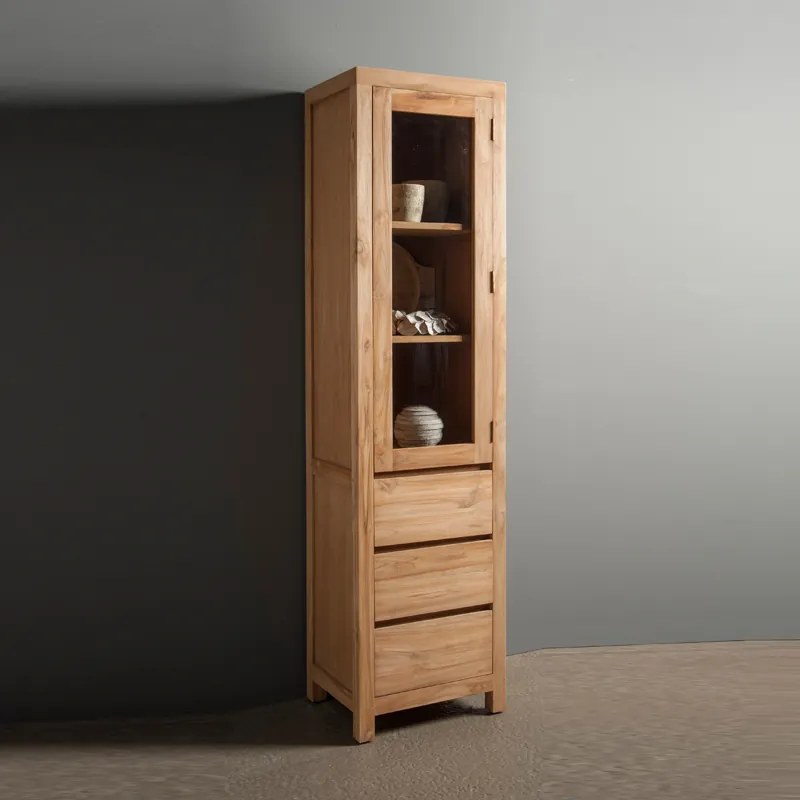Smalle Kast Teak Hout - 50x40x190cm.