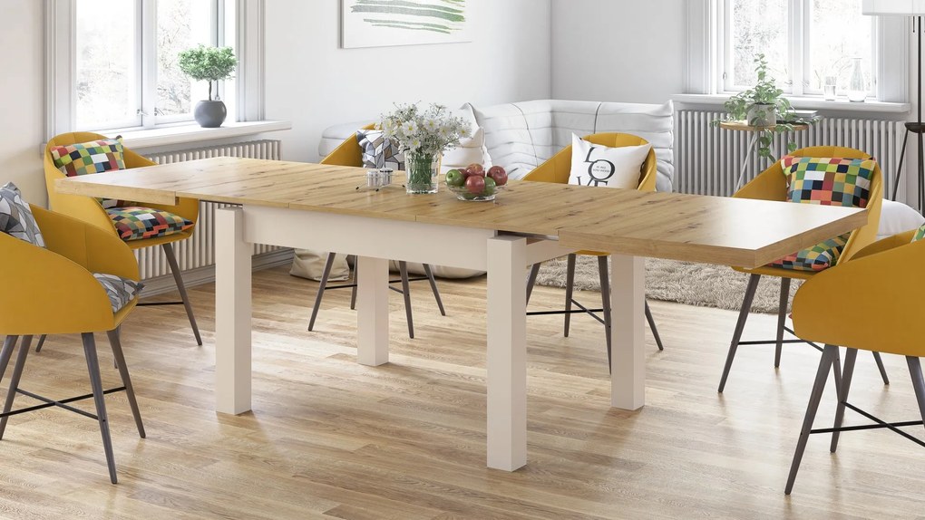 ROYAL GOUDEN eiken artisan / beige, EETTAFEL, UITSCHUIFBAAR