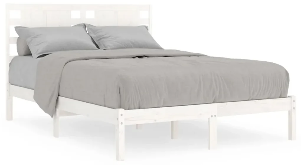 vidaXL Bedframe massief hout wit 120x190 cm 4FT Small Double