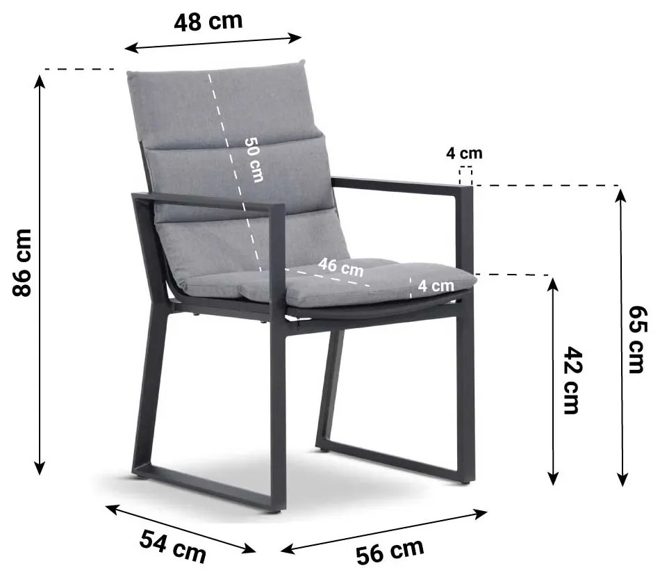 Tuinset Ronde Tuintafel 120 cm Aluminium/textileen Grijs 4 personen Lifestyle Garden Furniture Treviso/Rockville