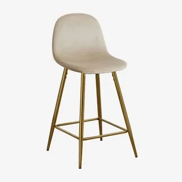 Set Van 4 Hoge Krukken In Glamm-fluweel Bruin - Tarwe & ↑65 Cm & Goud - Sklum